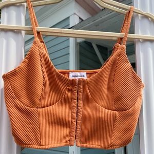 Orange ribbed crop top